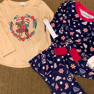 Tahari Girls Top & Laura Ashley Girls Christmas Pajamas NEW 2t